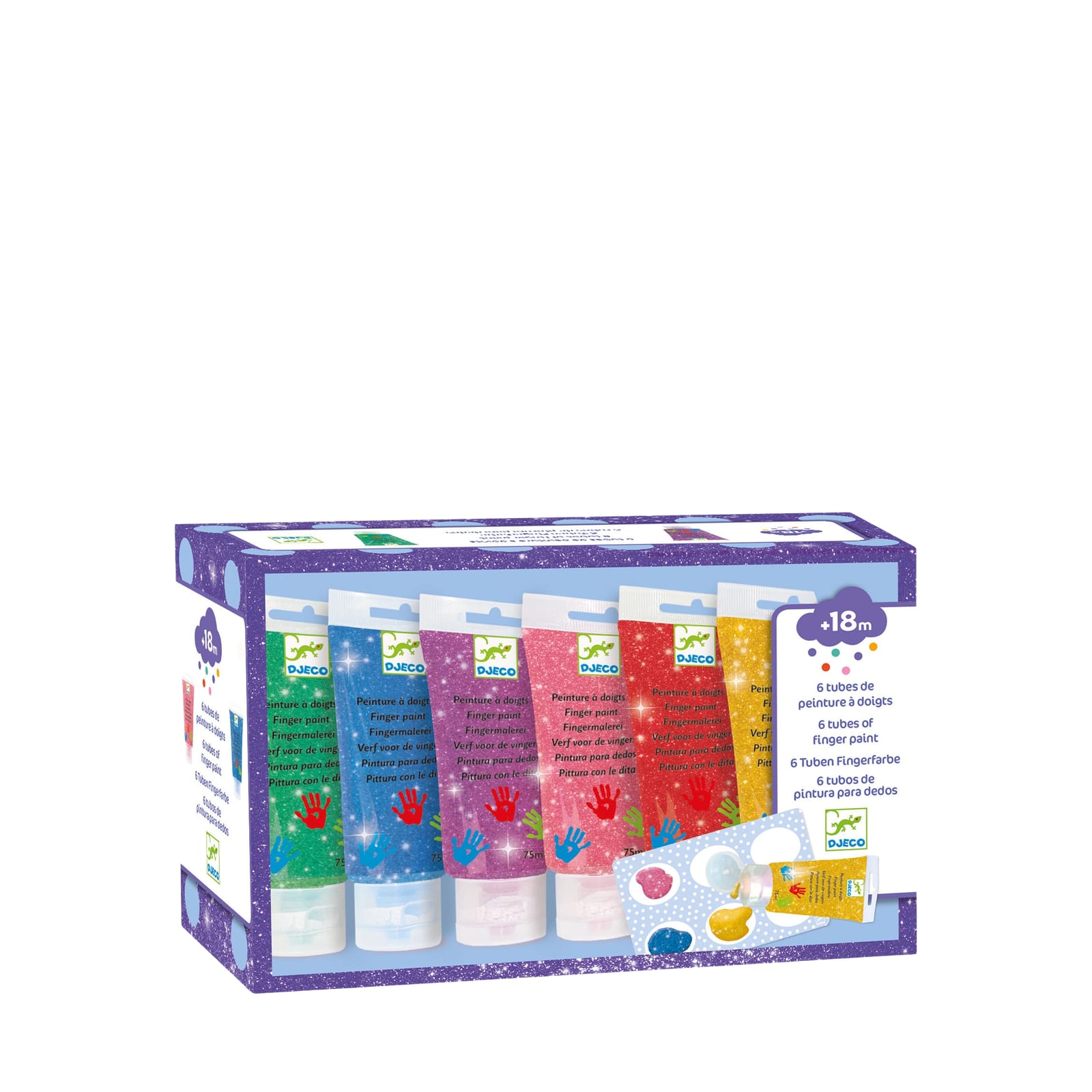 6 Finger Paints Tubes - Glitter