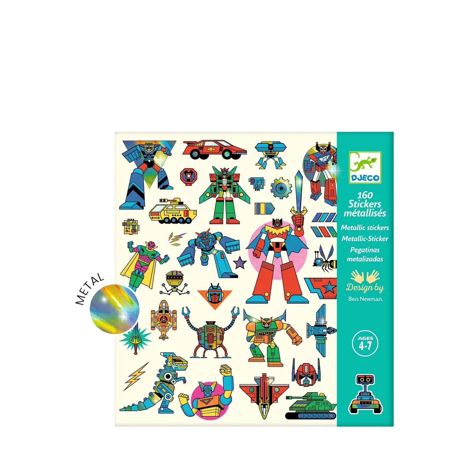 160 Stickers On Sheets - Robots