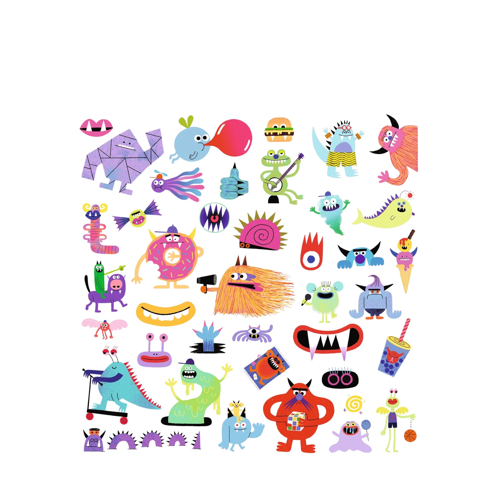 160 Stickers On Sheets - Monsters
