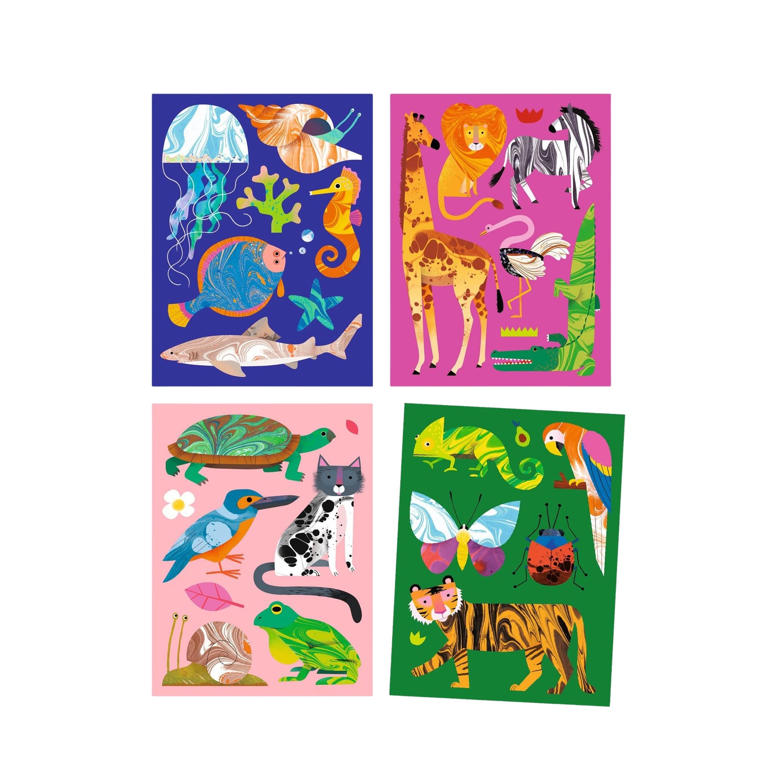 Marble Painting - Jungle Animals