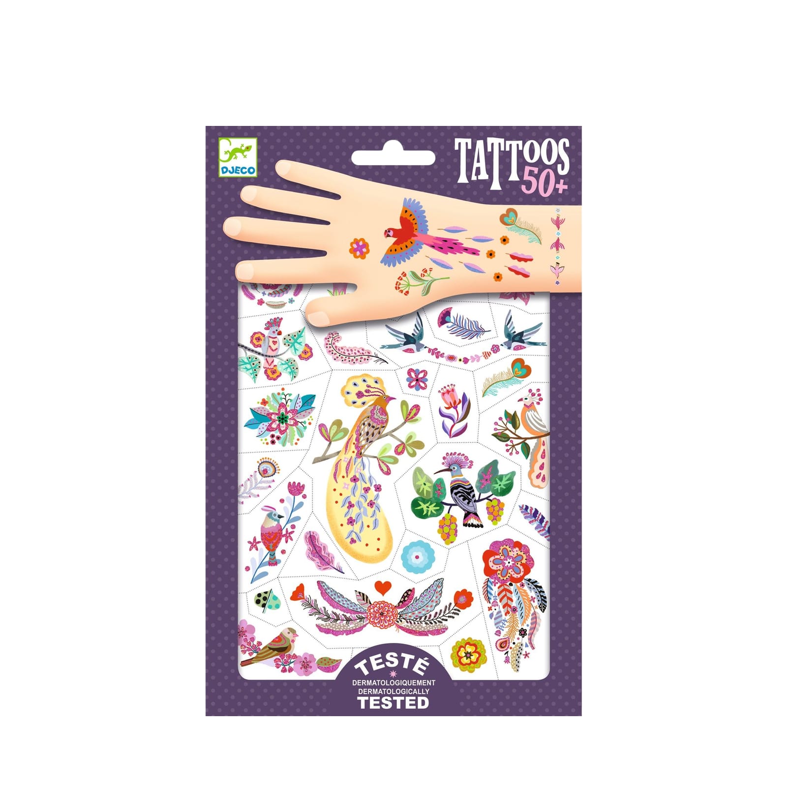 50 Temporary Tattoos - Bright Birds