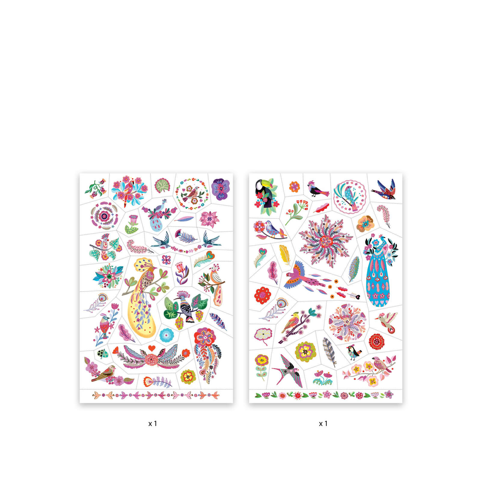 50 Temporary Tattoos - Bright Birds