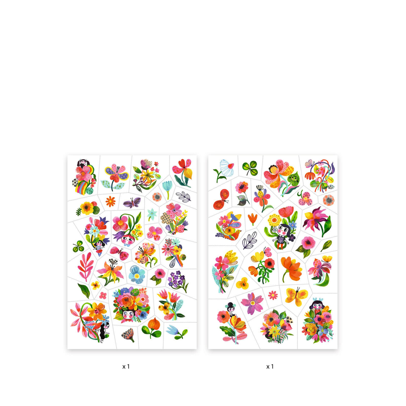 50 Temporary Tattoos - Aqua Flowers