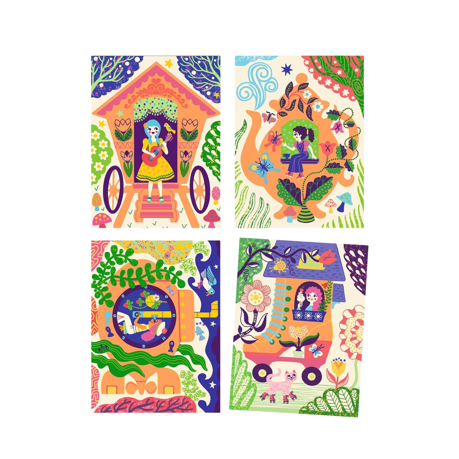 Colour Scratch Boards - Wacky Houses