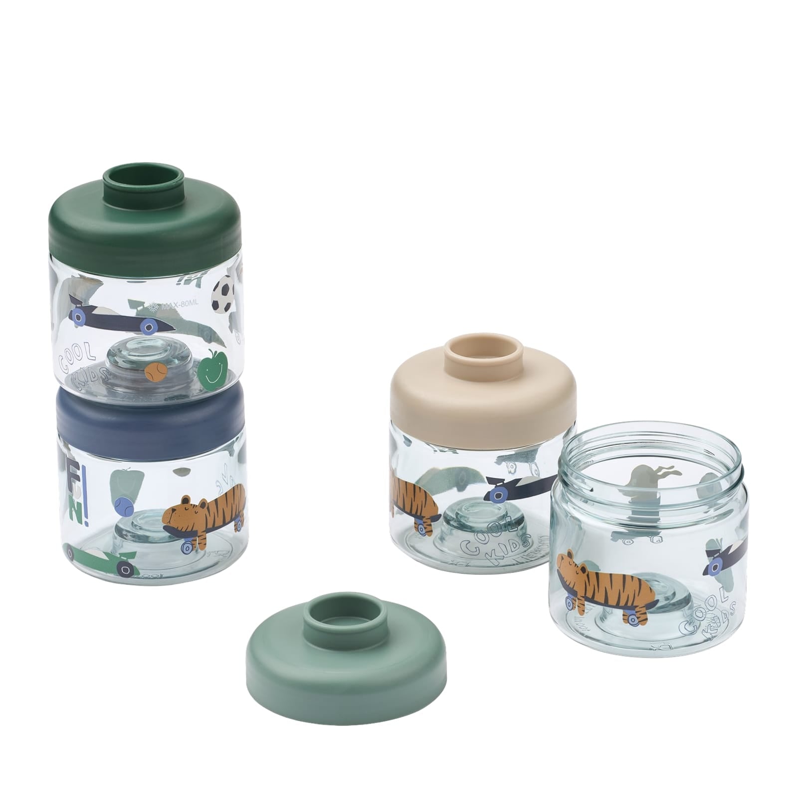 Baby Food Tritan Boxes 100ml 4 Pack - Fun Beach Blue