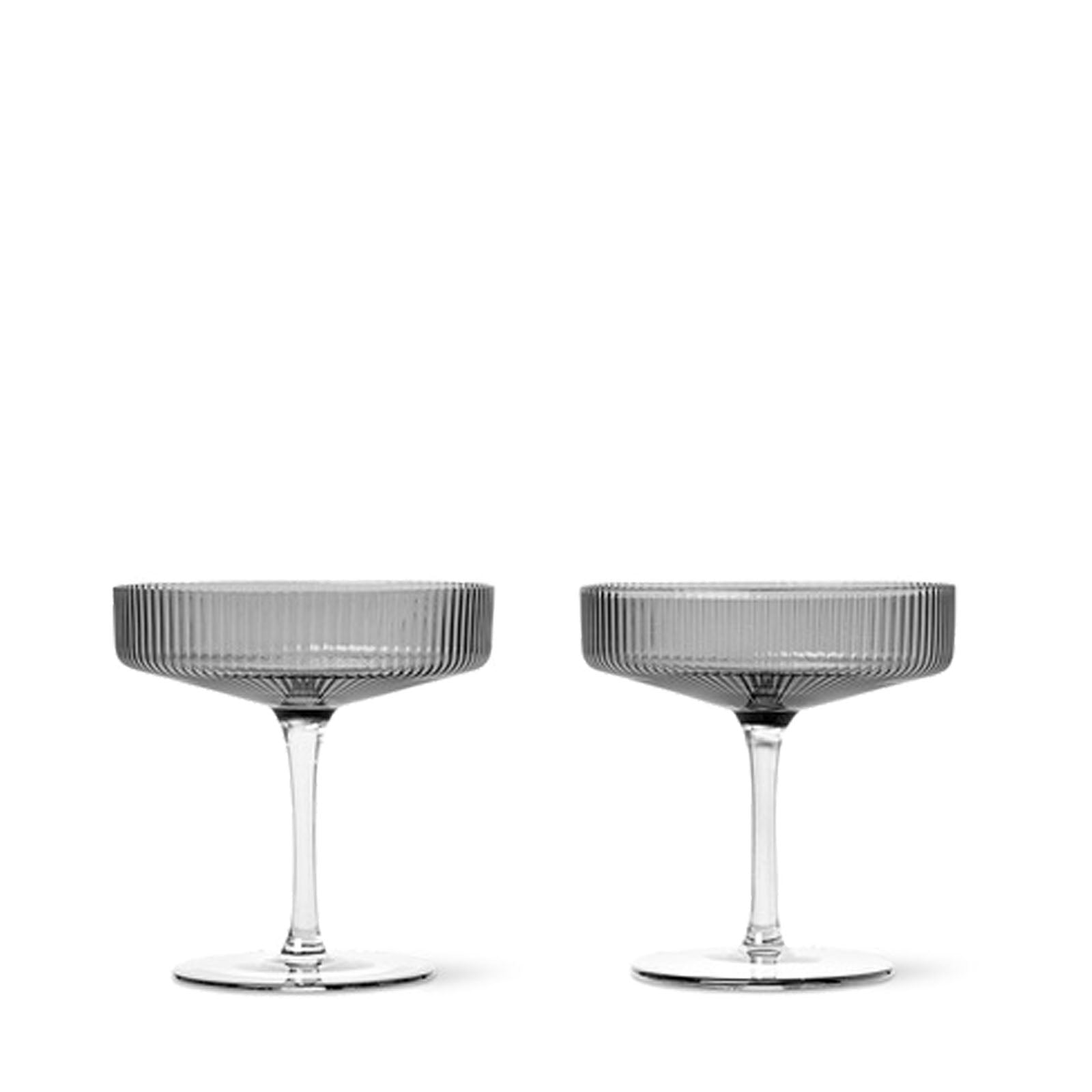 Ripple Champagne Saucers - Set of 2 - Smoked