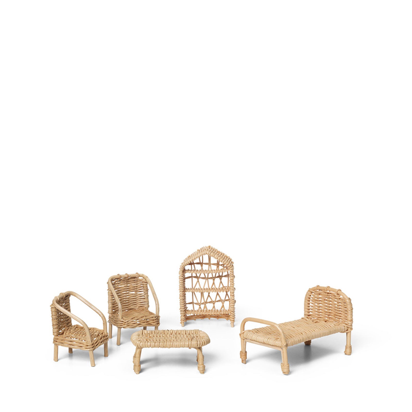 Rattan Dollhouse Furniture - Set of 5