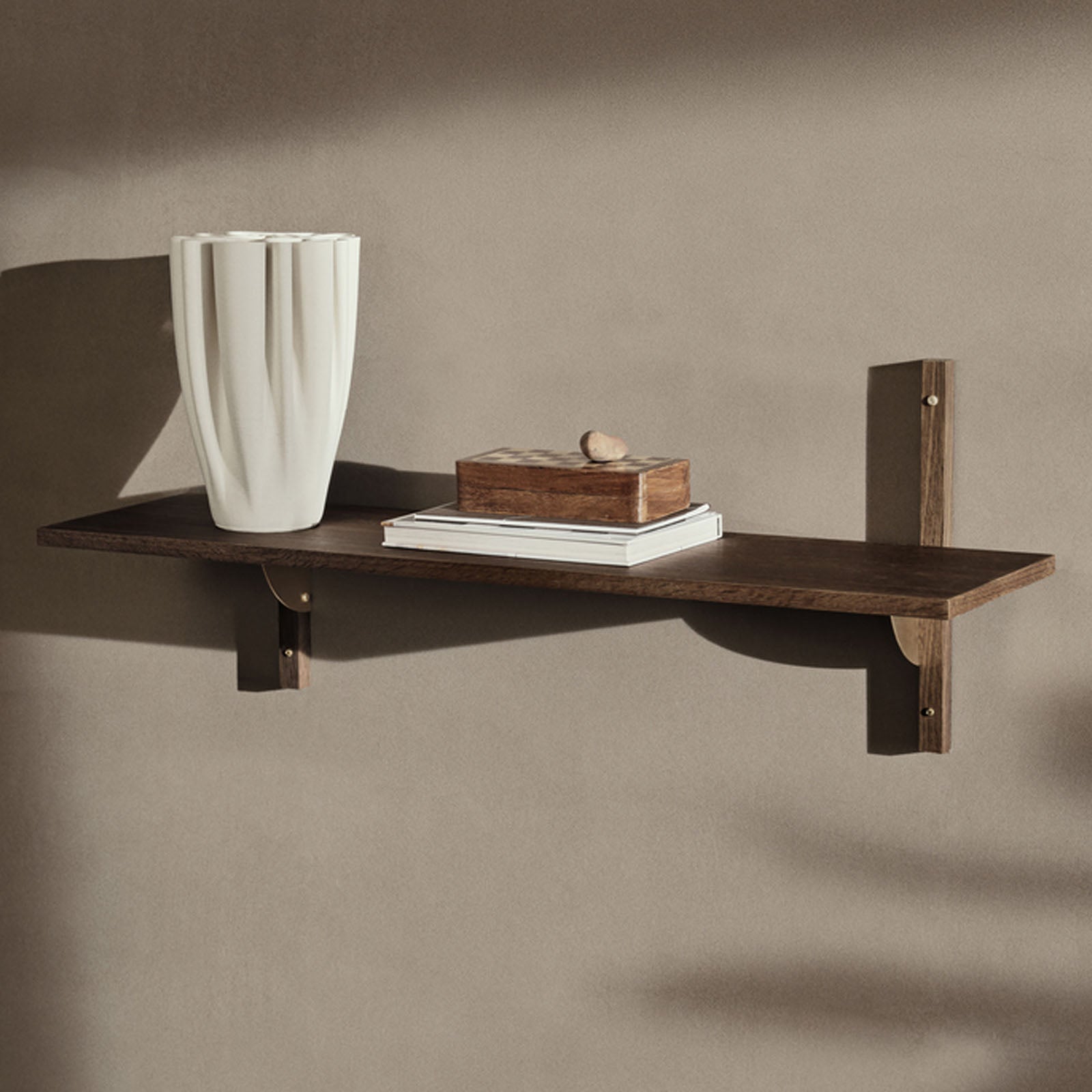 Sector Shelf Single/Wide - Smoked Oak/Brass