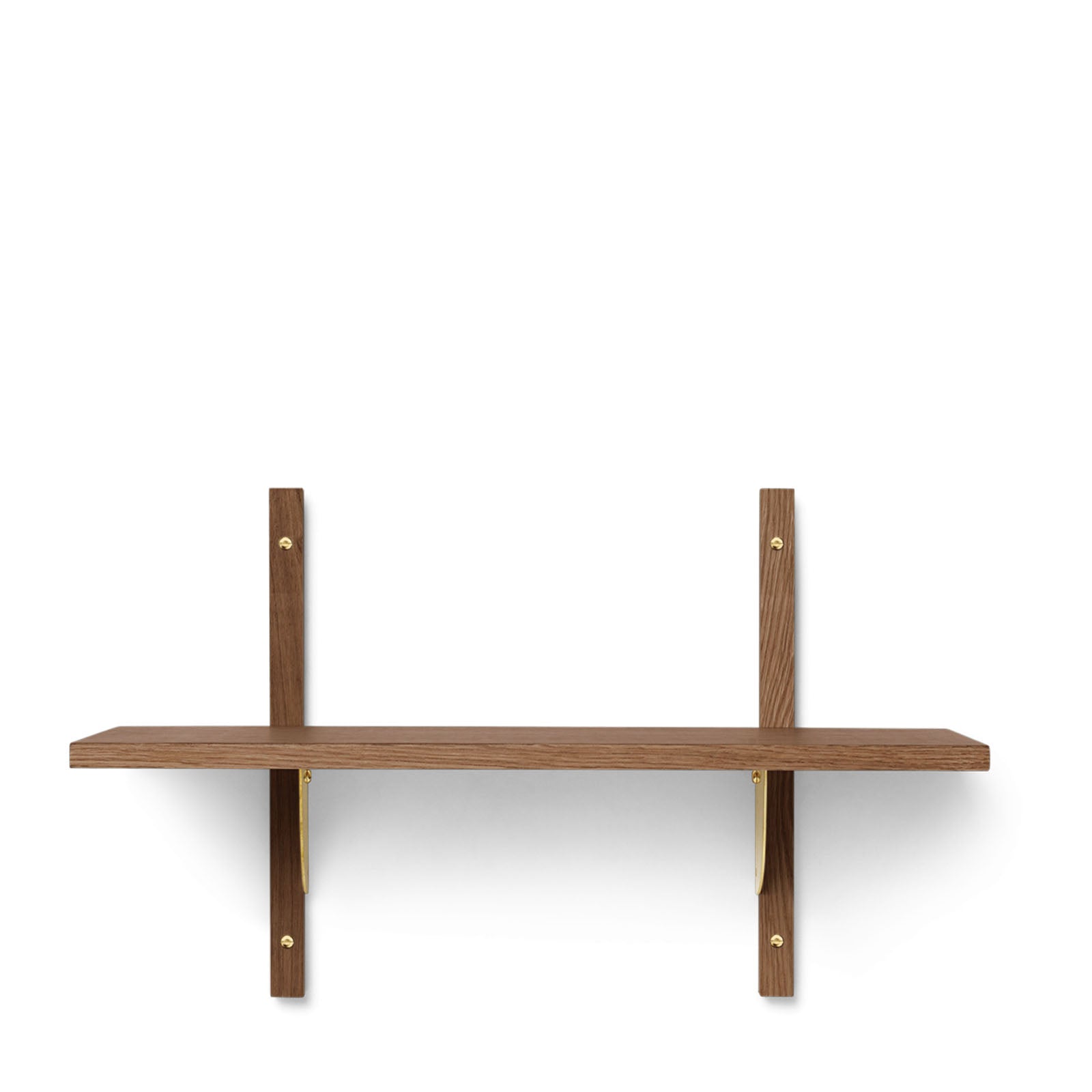 Sector Shelf Single/Narrow - Smoked Oak/Brass