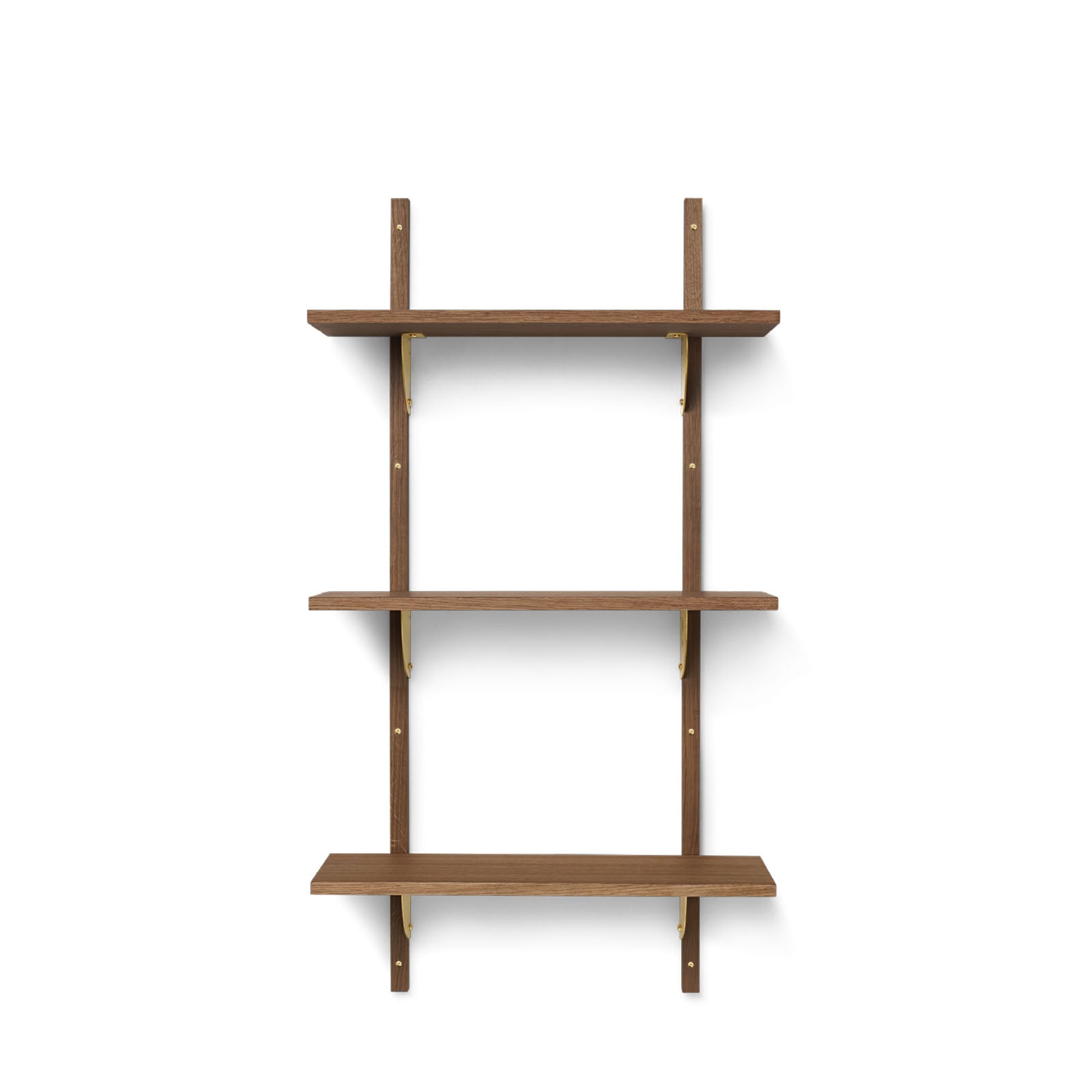 Sector Shelf Triple/Narrow - Smoked Oak/Brass