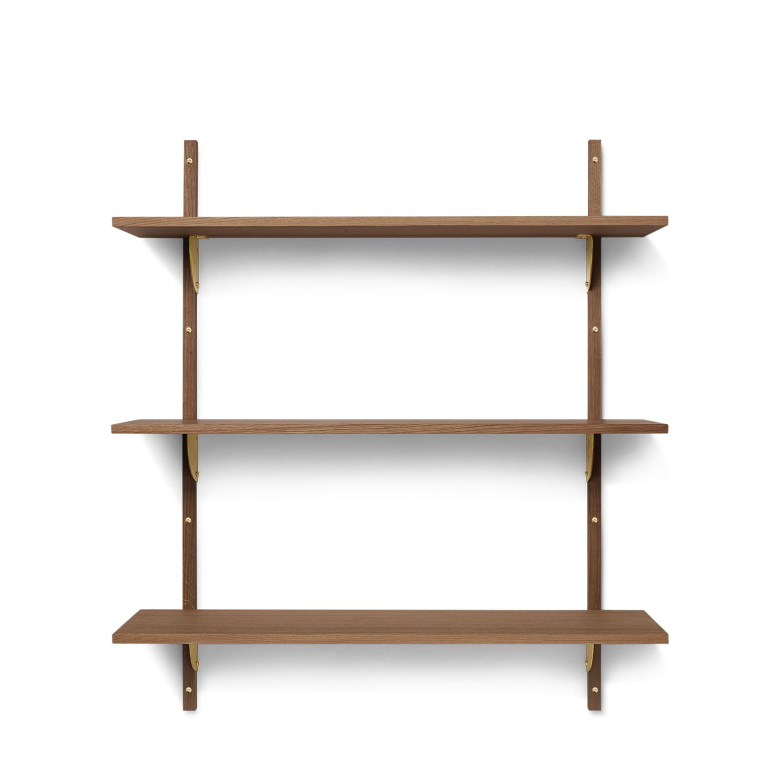 Sector Shelf Triple/Wide - Smoked Oak/Brass