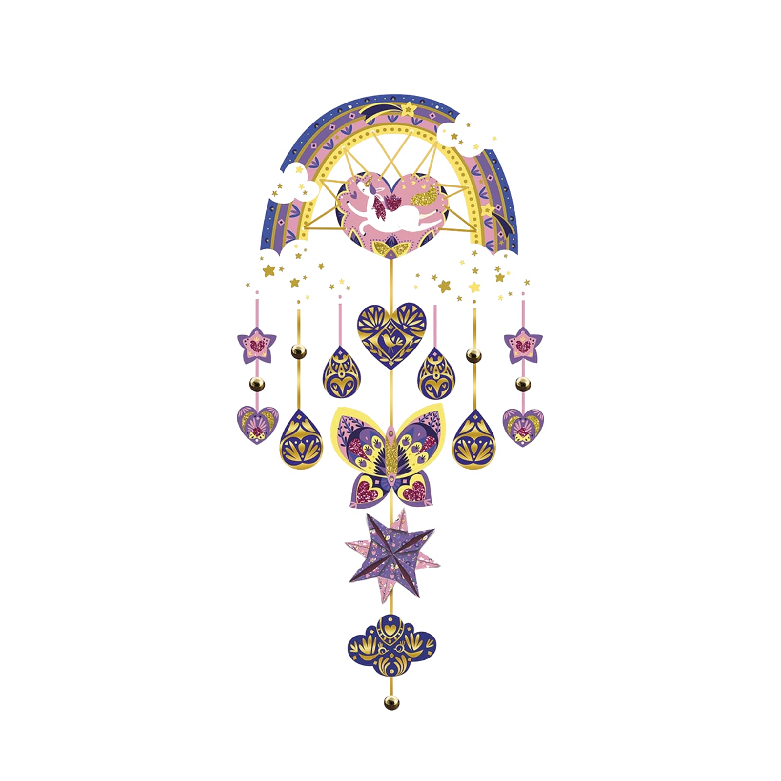 3 Sparkling Dream Catchers - Unicorns