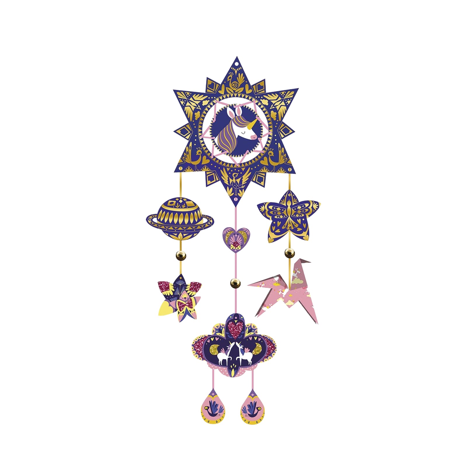 3 Sparkling Dream Catchers - Unicorns