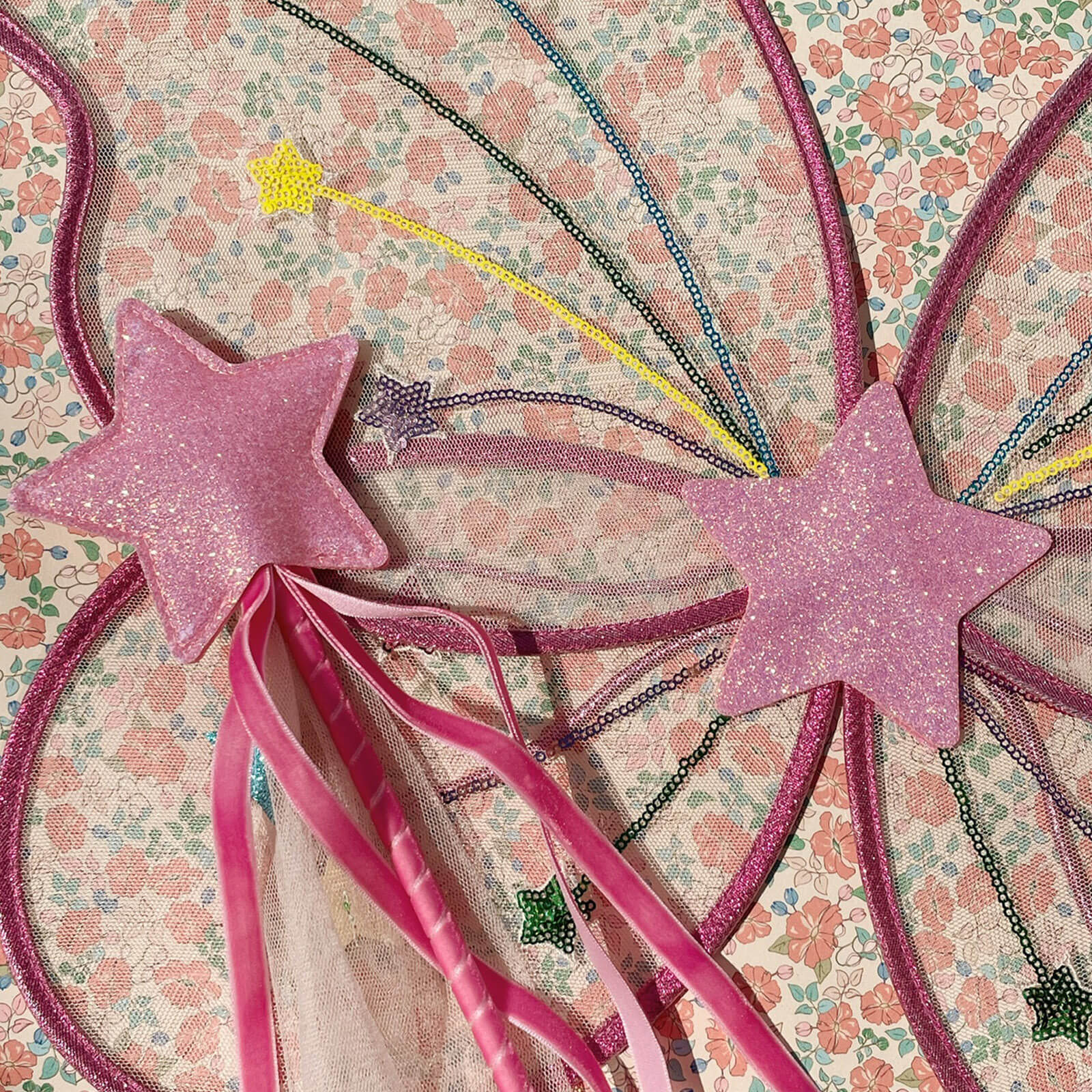 Fairy Wings and Wand Costume - Pink Rainbow