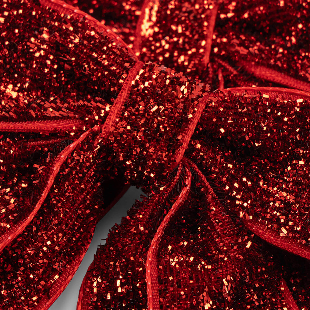 Velvet Double Bow Hair Clips - Red Glitter