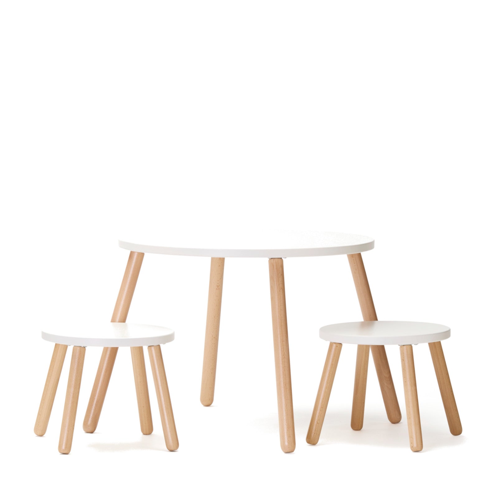 Stool And Table Set - White