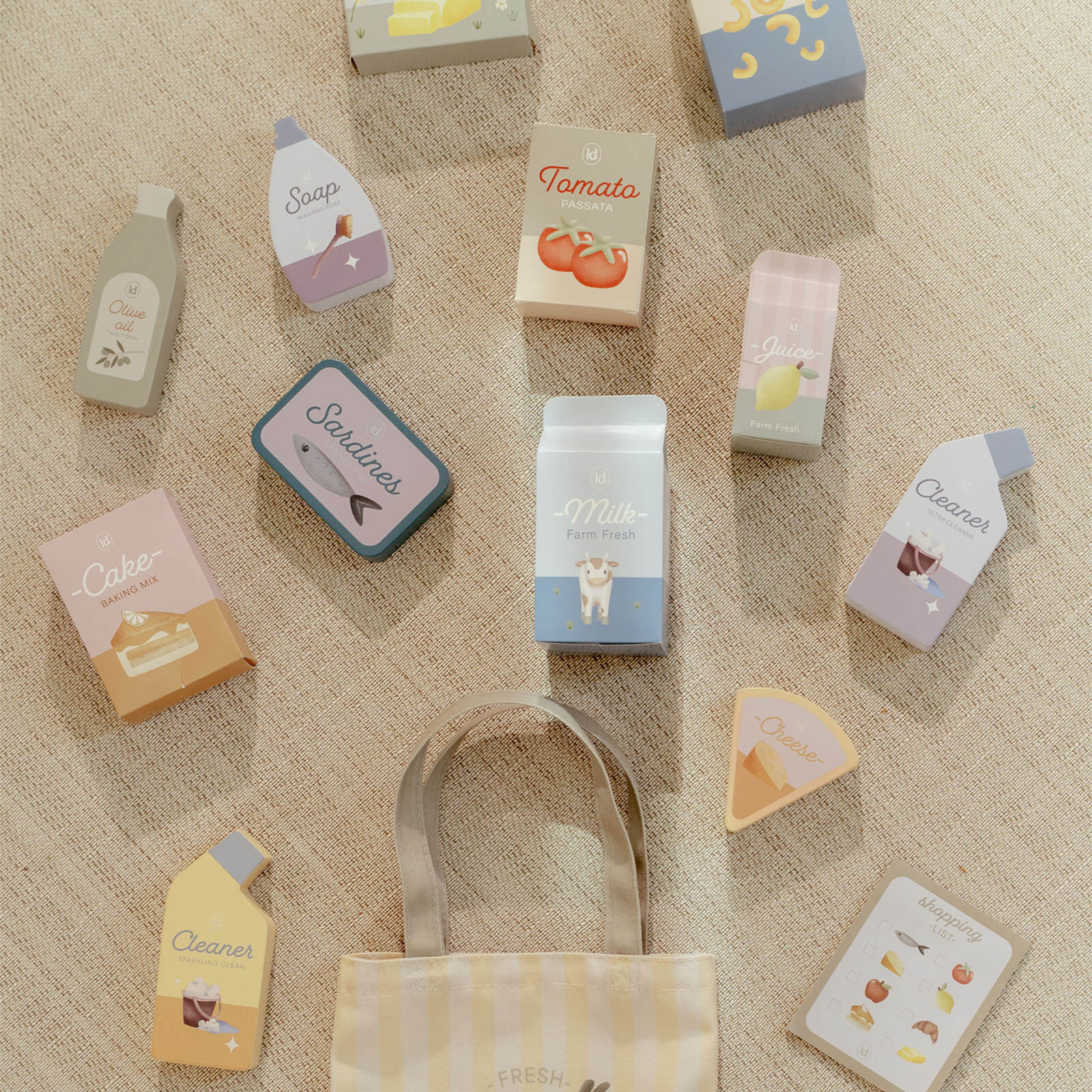 Wooden Shopping Cart - 13 Pieces