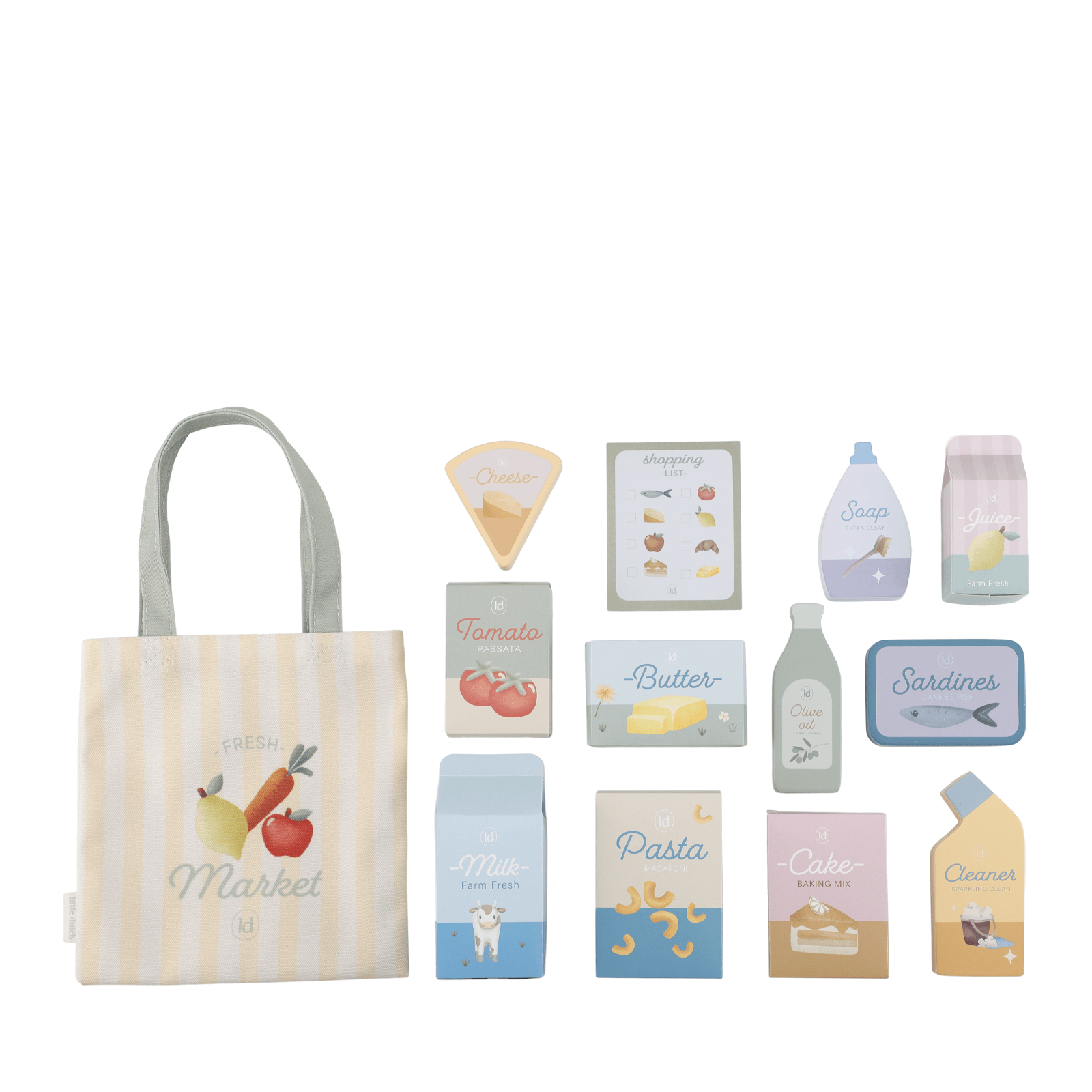 Wooden Shopping Cart - 13 Pieces