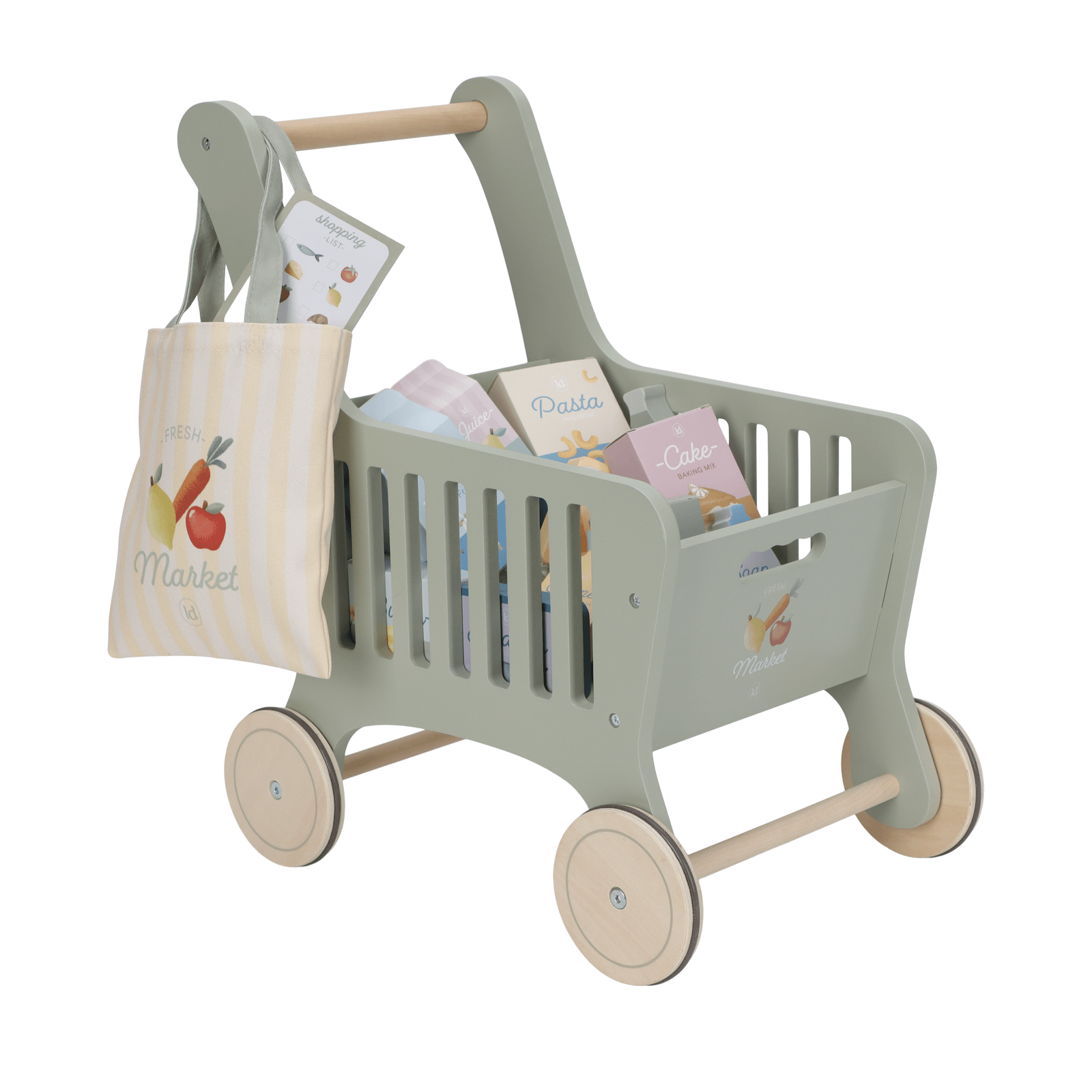 Wooden Shopping Cart - 13 Pieces