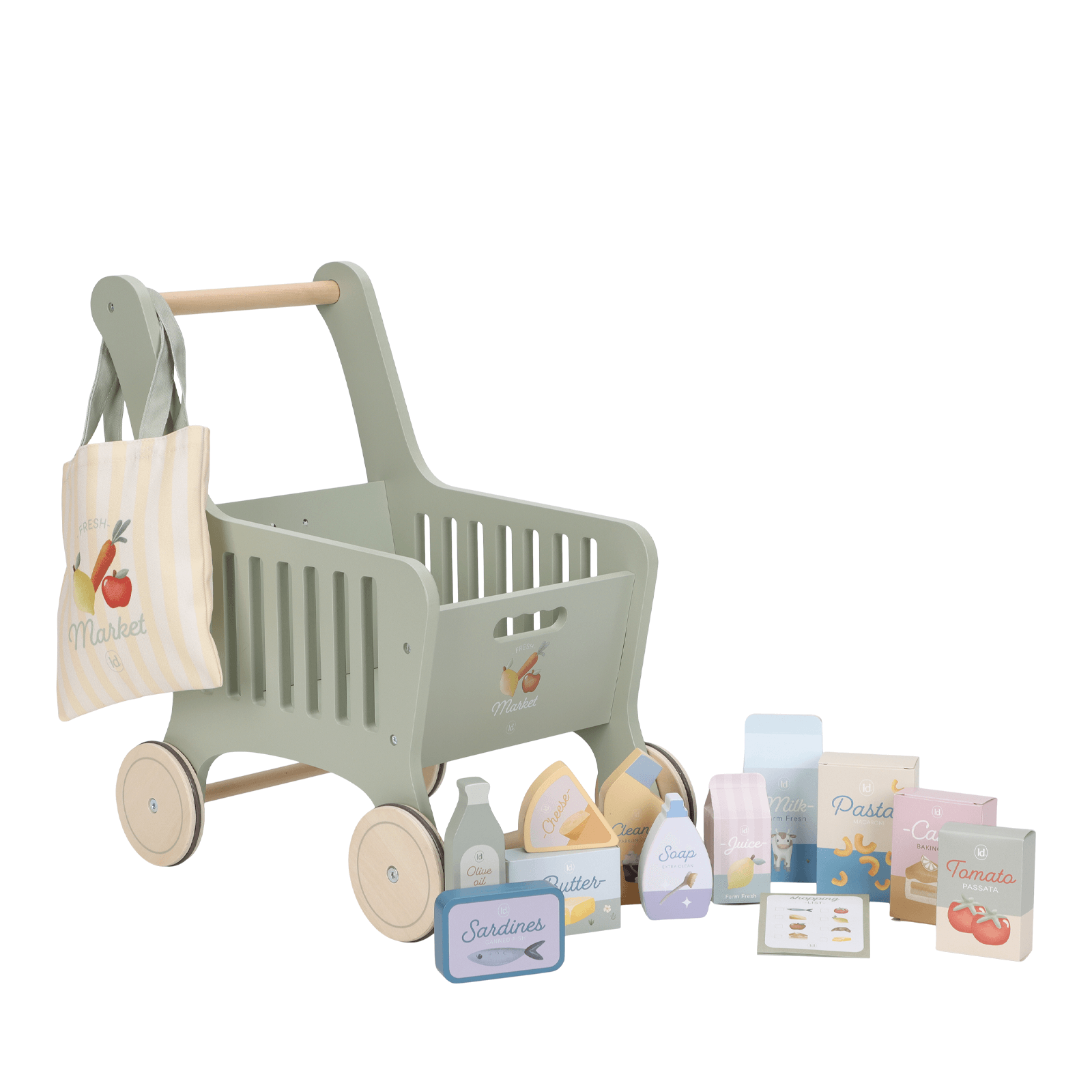 Wooden Shopping Cart - 13 Pieces