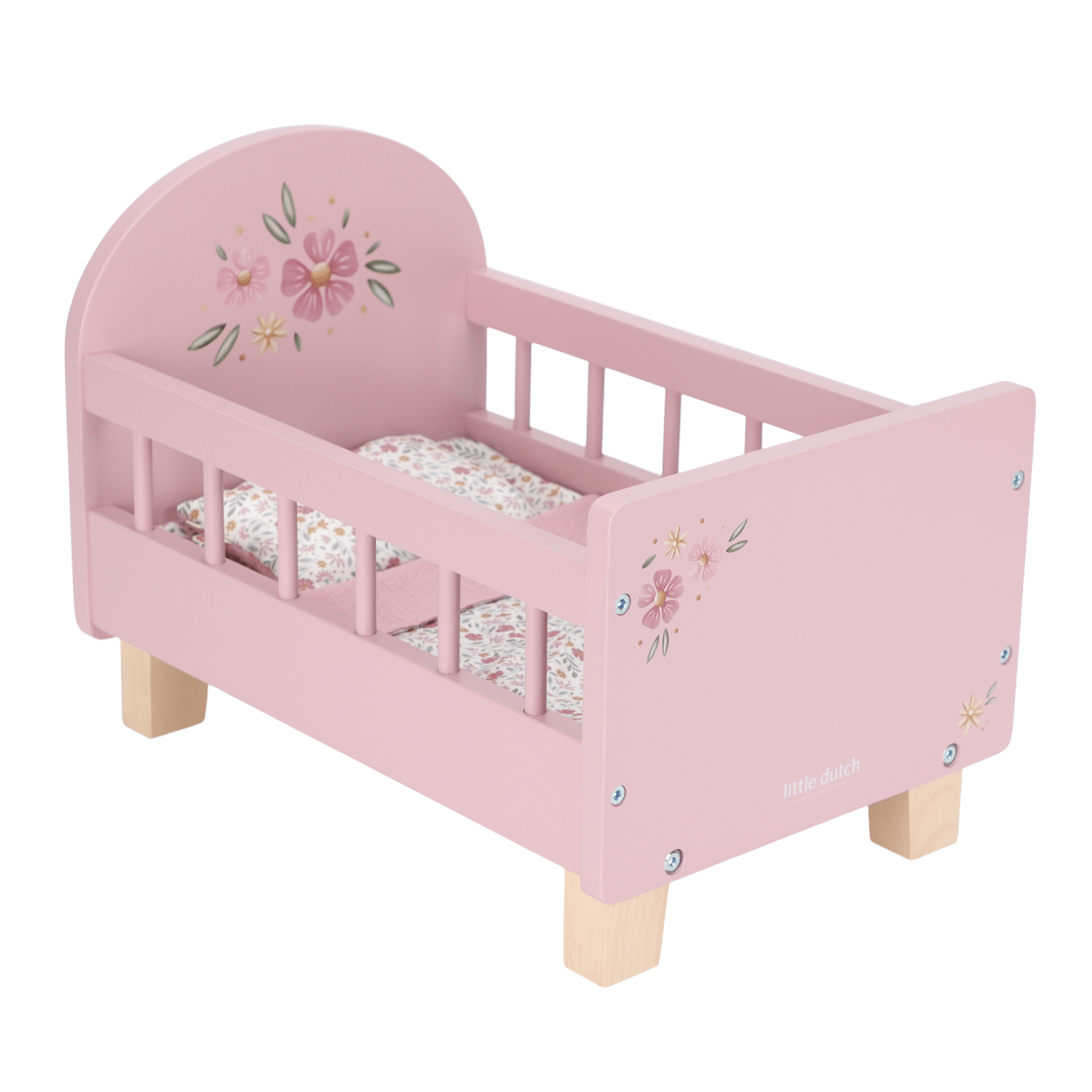 Wooden Doll Bed And Bedding