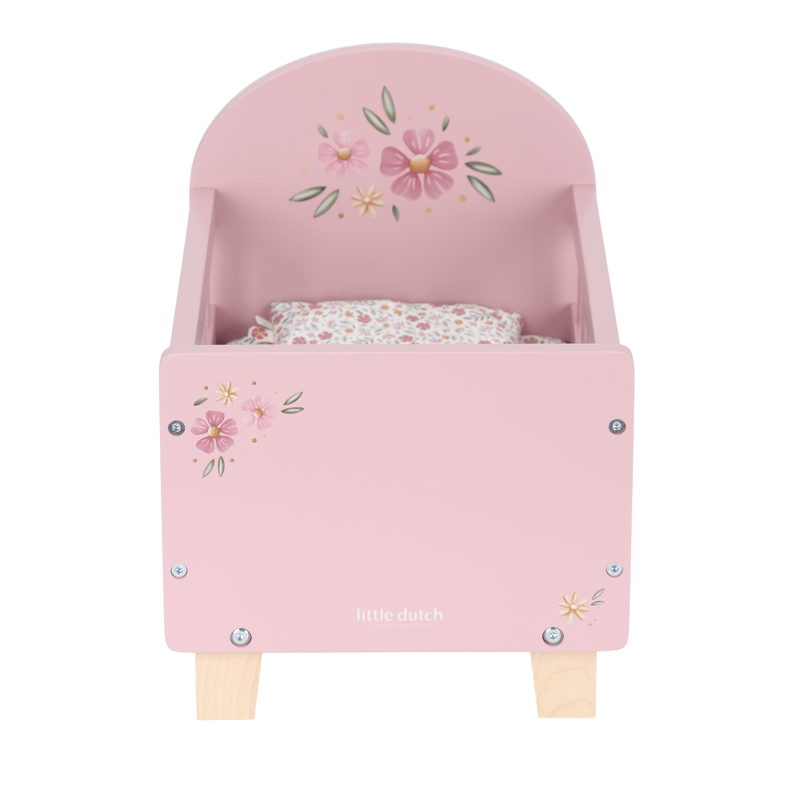 Wooden Doll Bed And Bedding