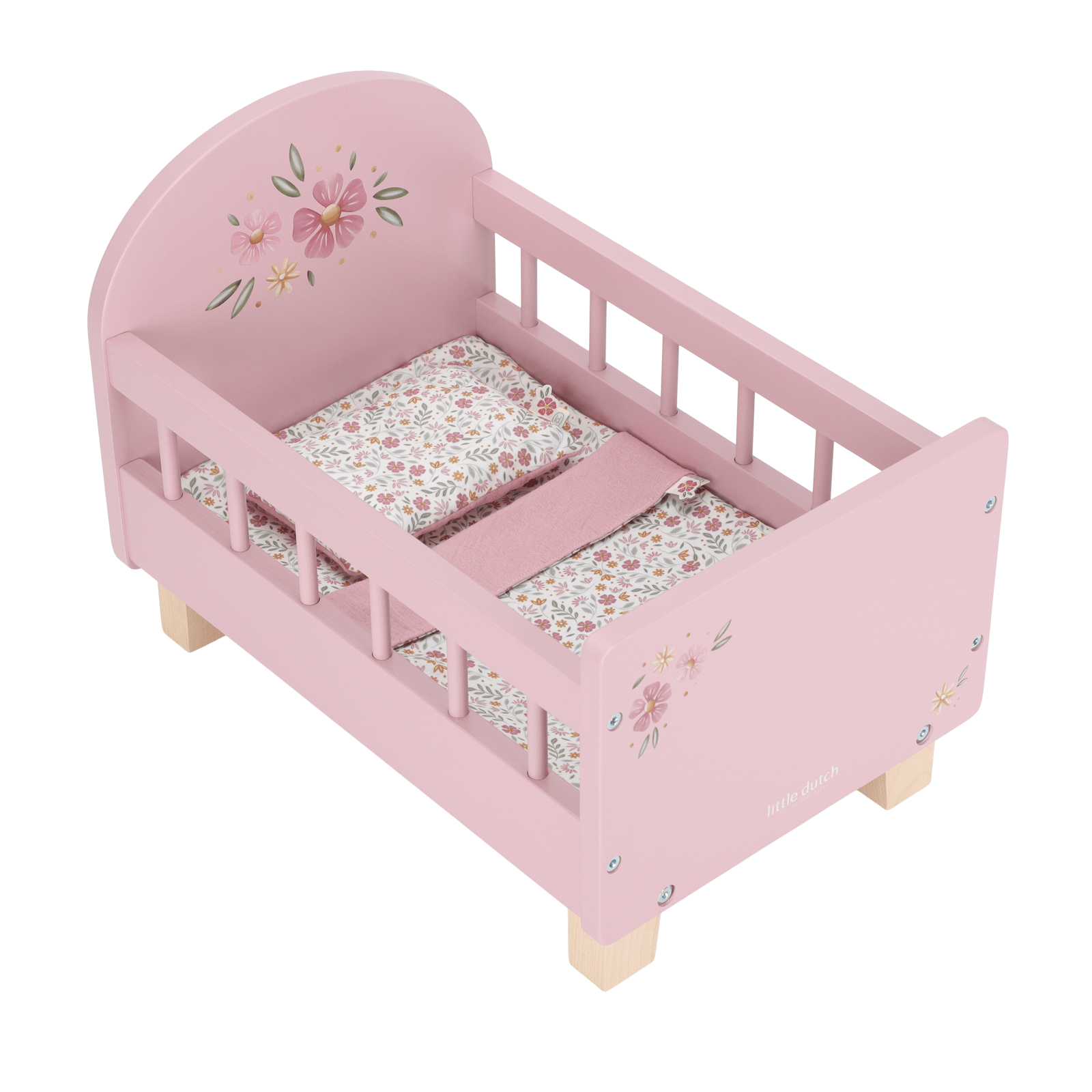 Wooden Doll Bed And Bedding