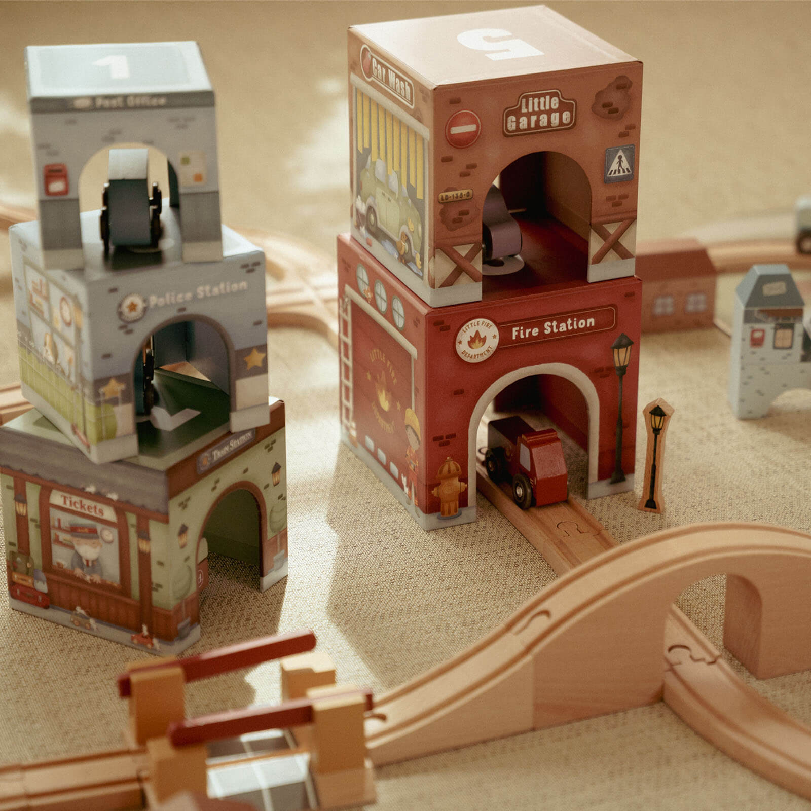 Stacking Block Tower Plus 6 Cars