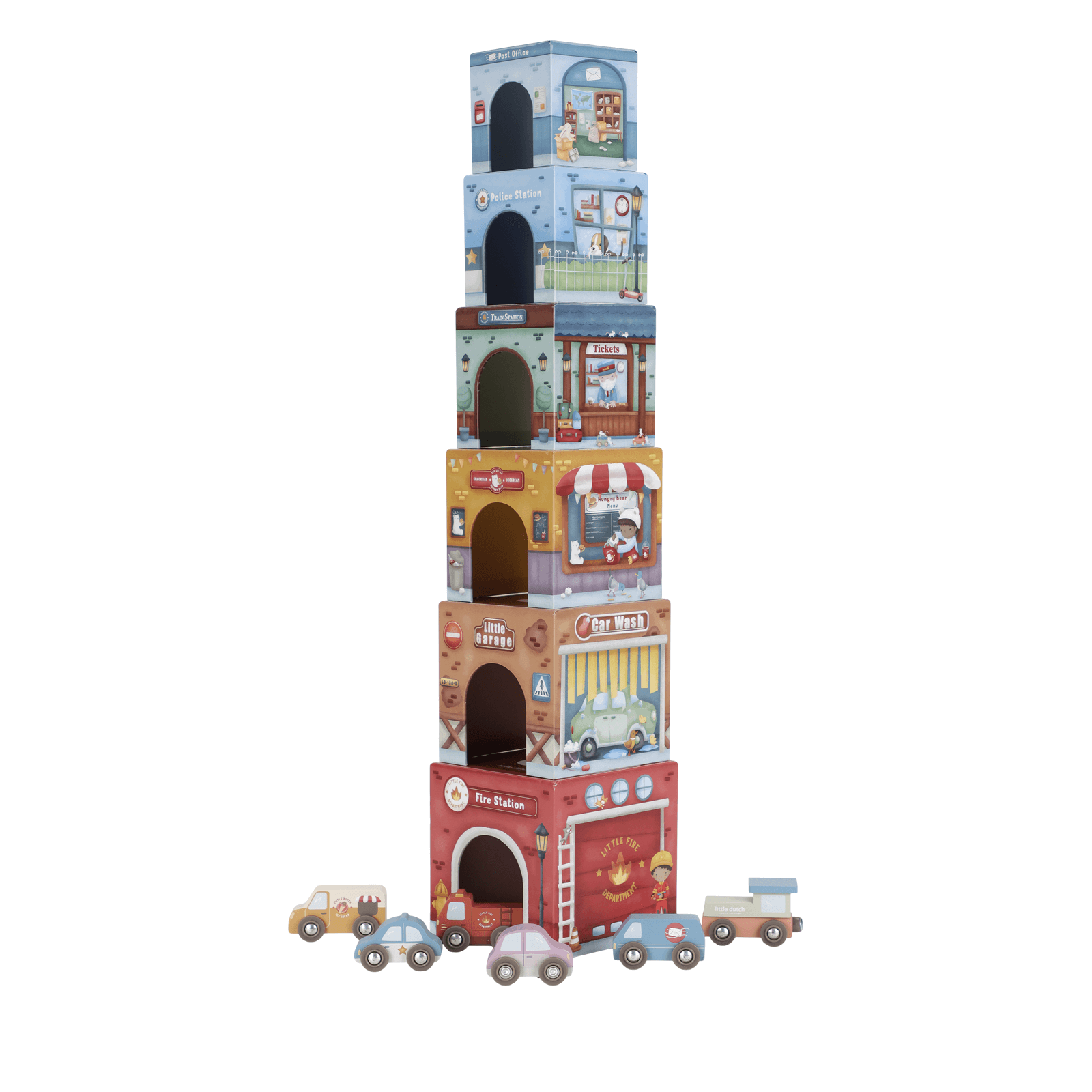 Stacking Block Tower Plus 6 Cars