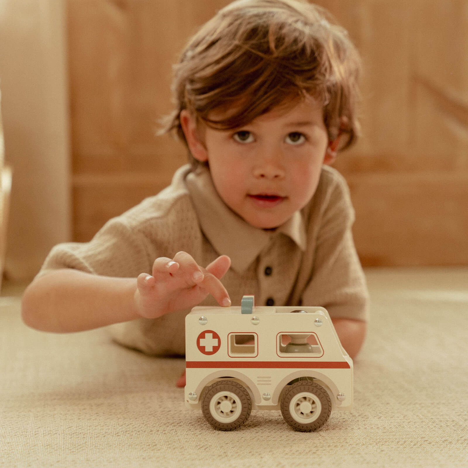 Wooden Ambulance and Peg Doll