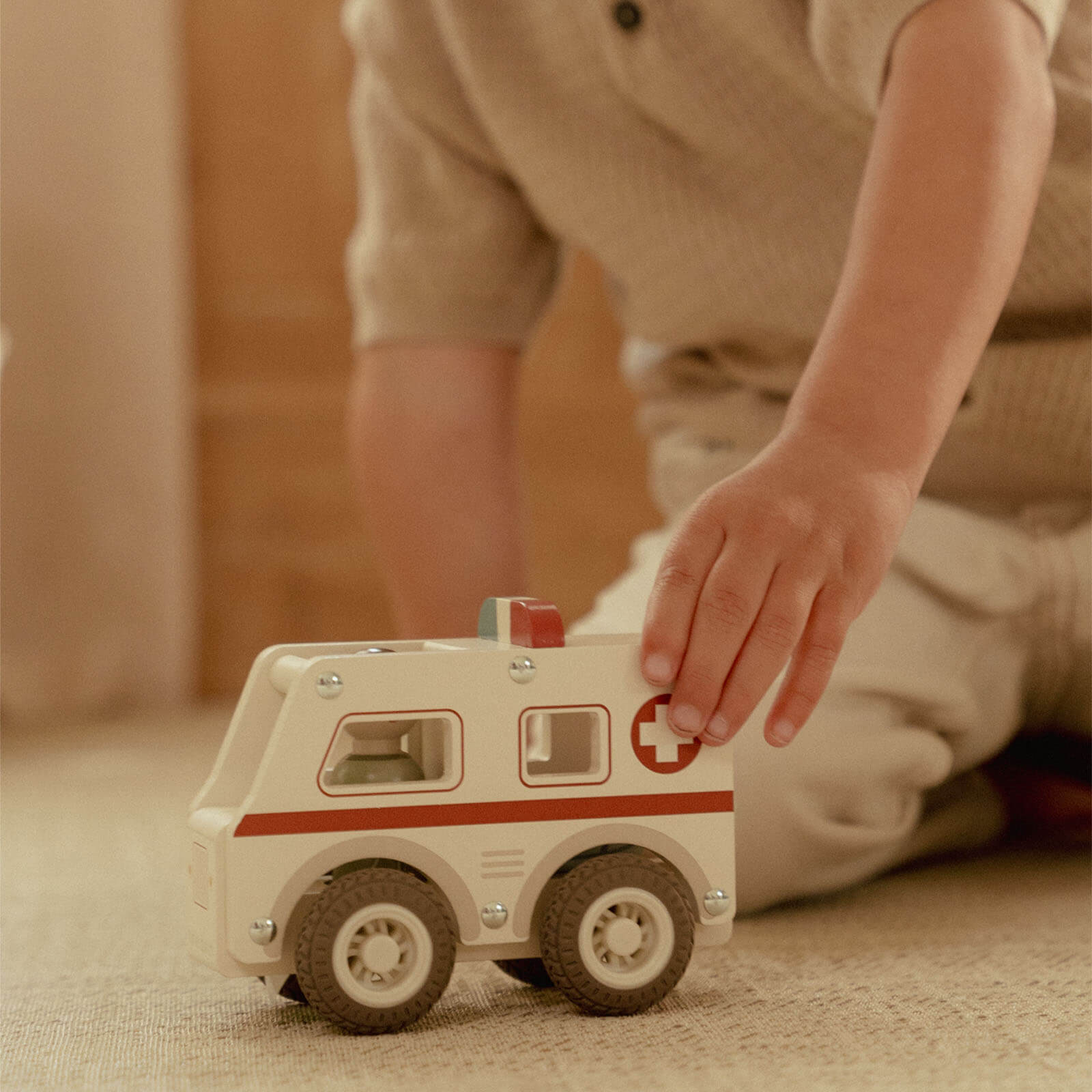 Wooden Ambulance and Peg Doll