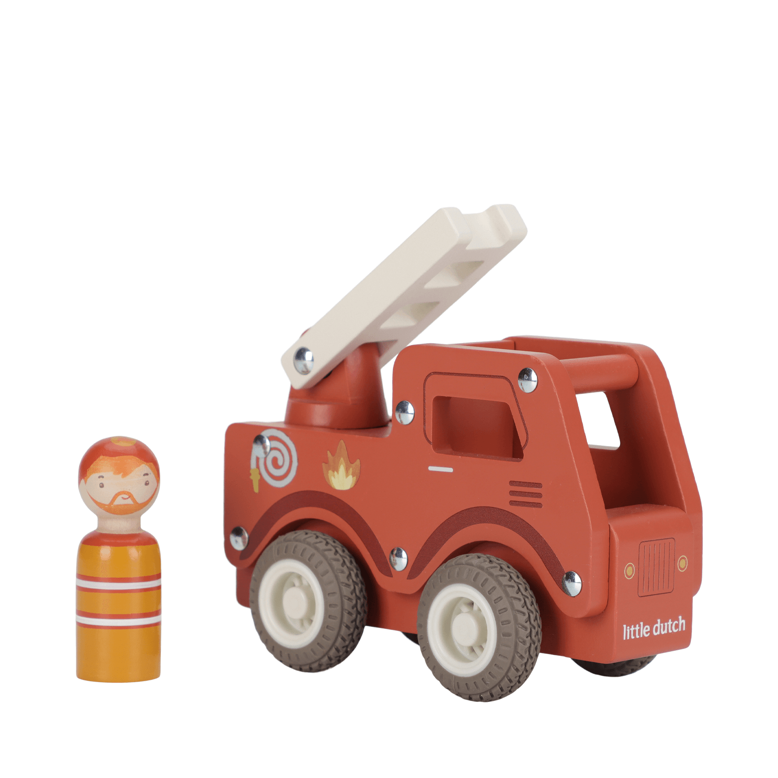 Wooden Fire Truck and Peg Doll