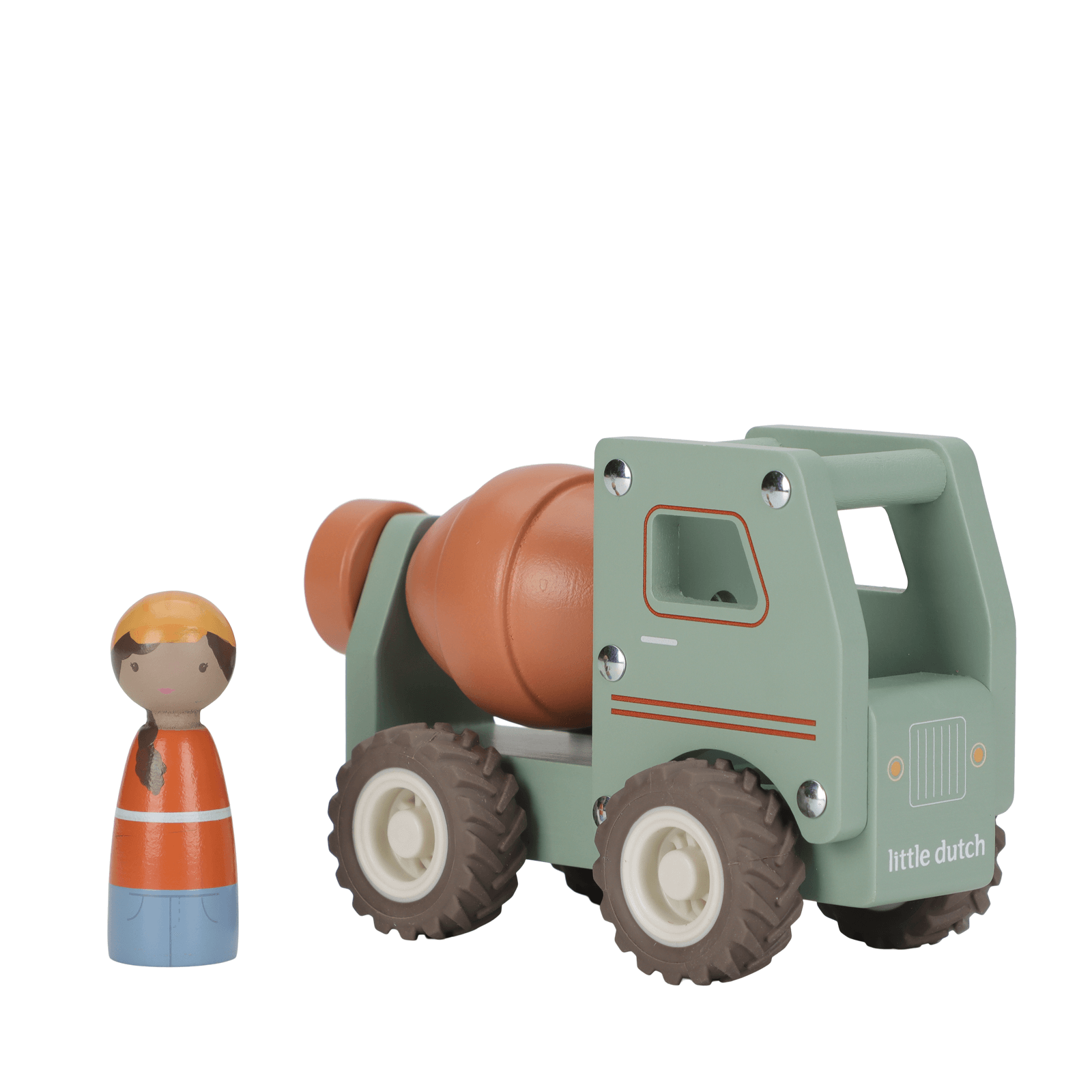 Wooden Cement Truck and Peg Doll