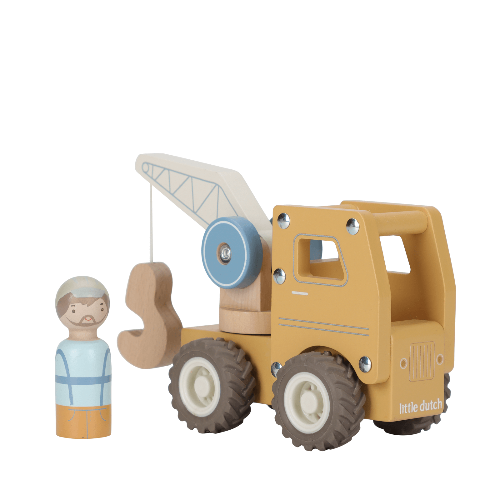 Wooden Crane Truck and Peg Doll