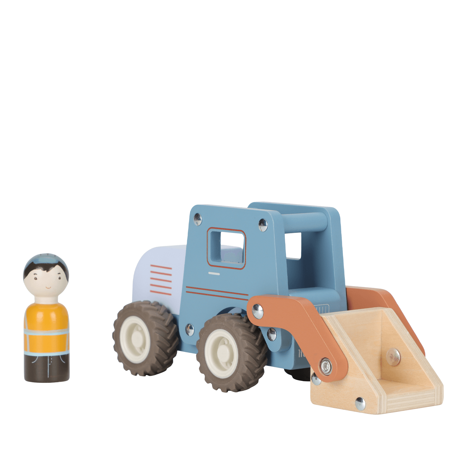 Wooden Bulldozer and Peg Doll