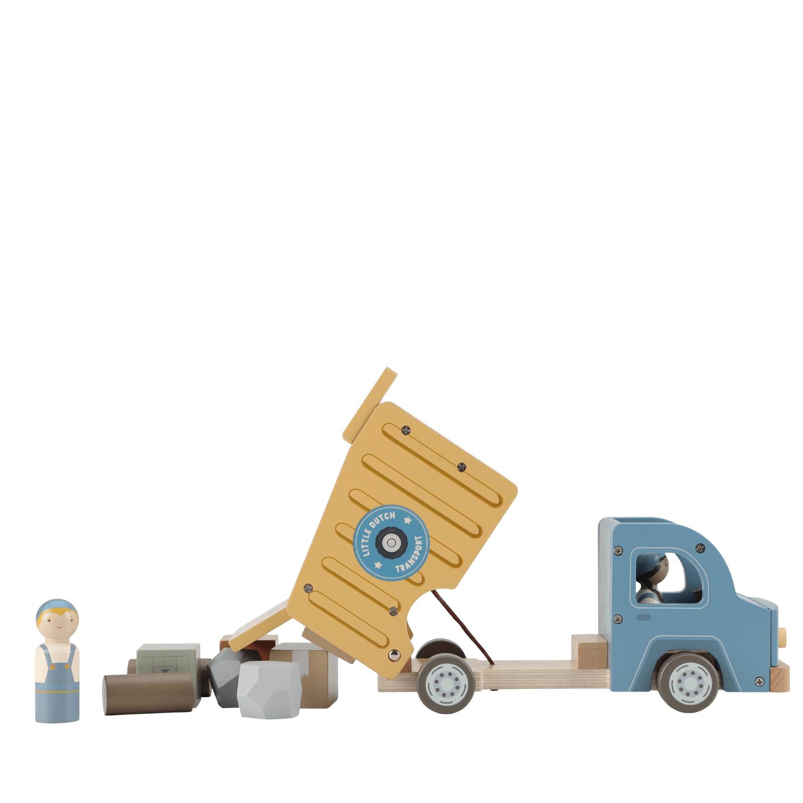 Wooden Large Garbage Truck and Peg Dolls