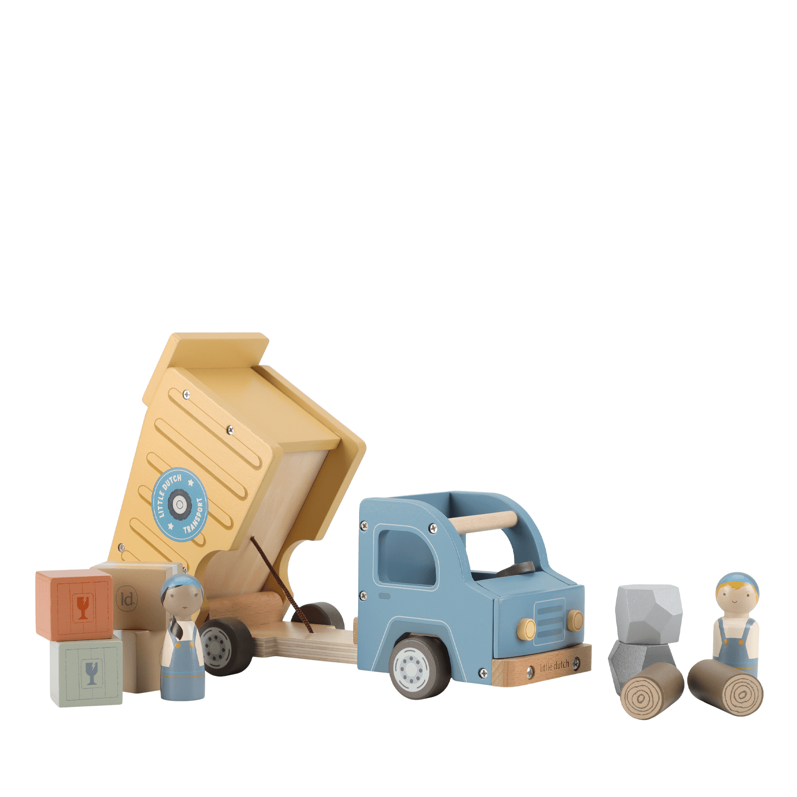 Wooden Large Garbage Truck and Peg Dolls
