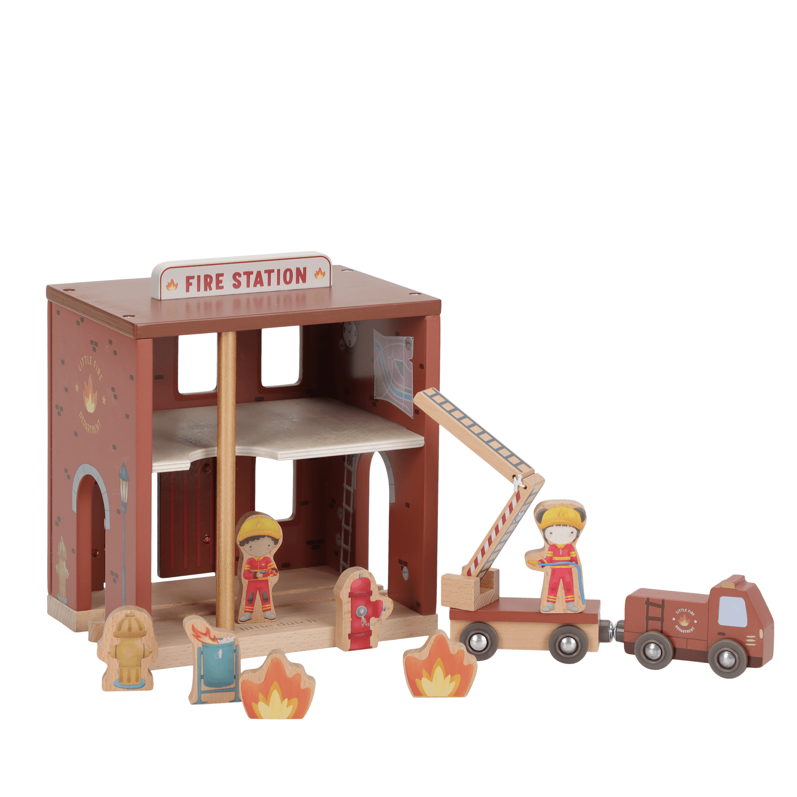 Wooden Fire Station - 10 Pieces