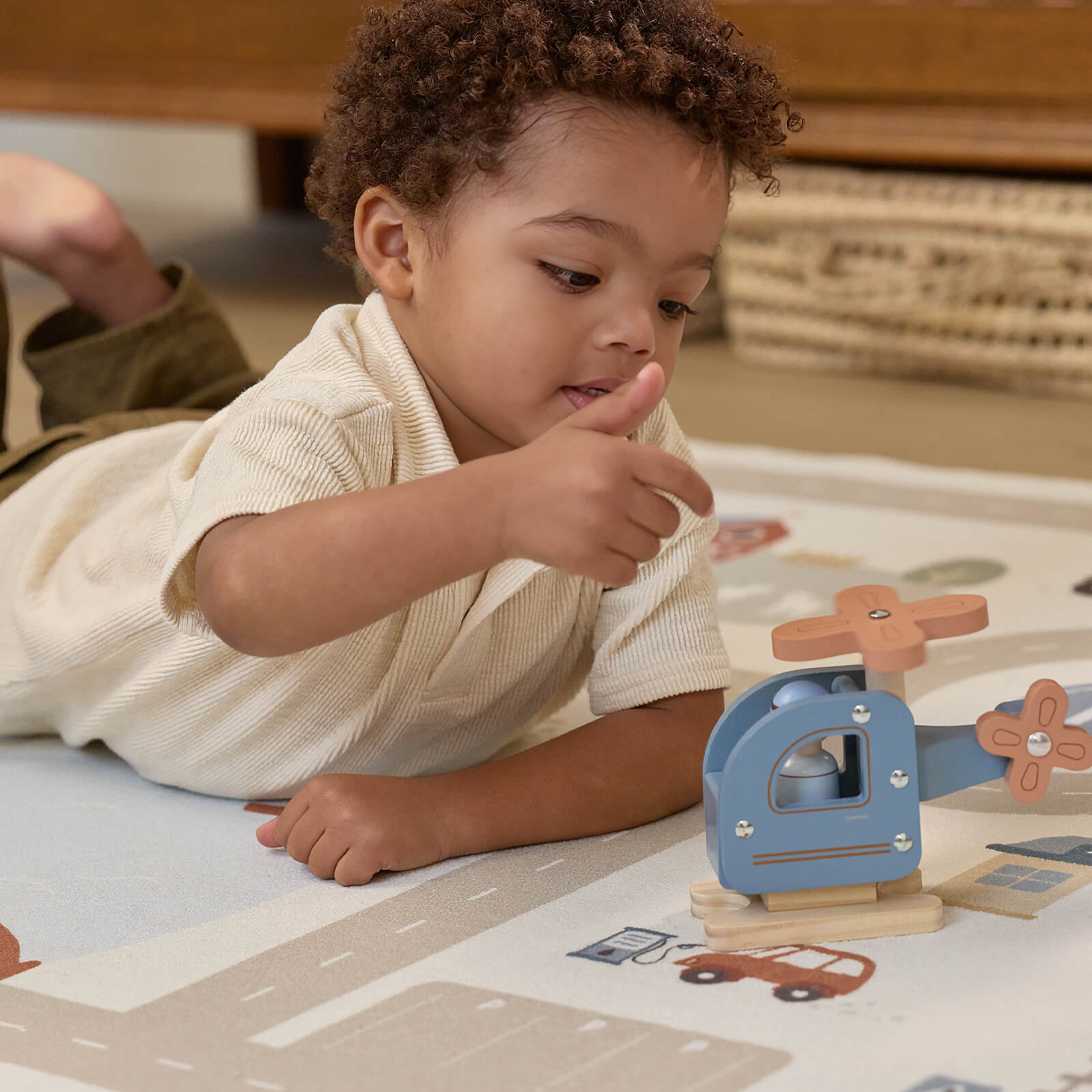 Wooden Helicopter and Peg Doll