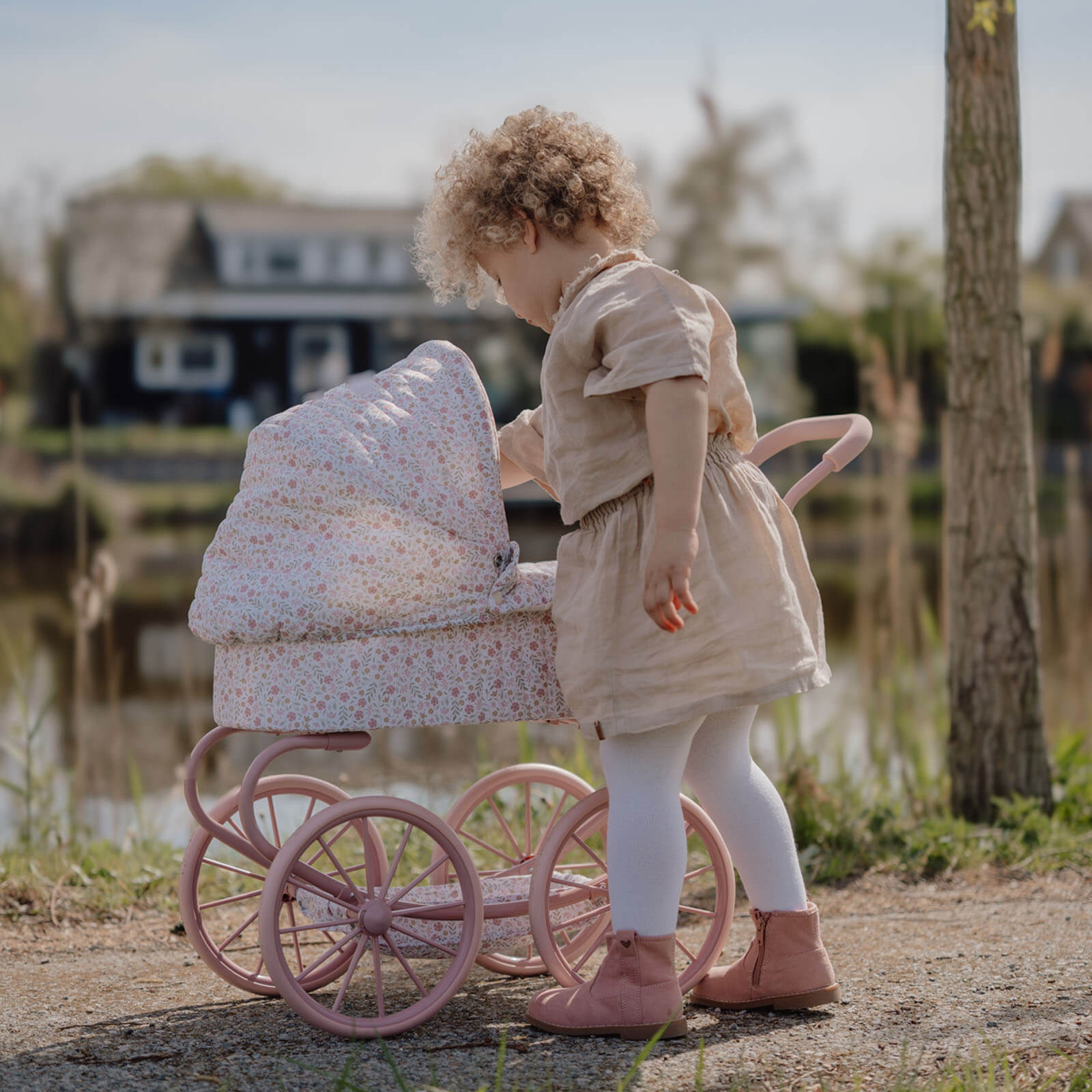 Baby Doll Pram - Pink Flowers