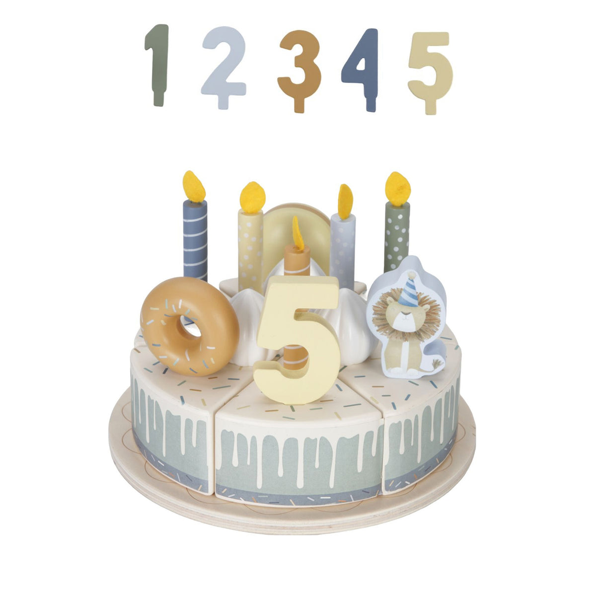 Wooden Birthday Cake - Blue