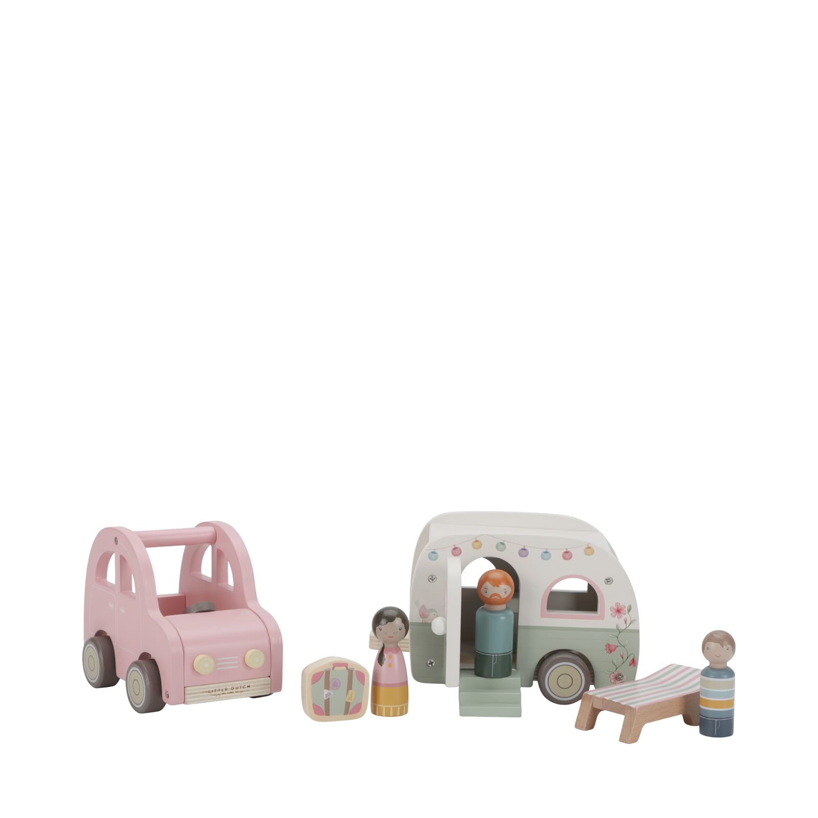 Wooden Car and Caravan Set