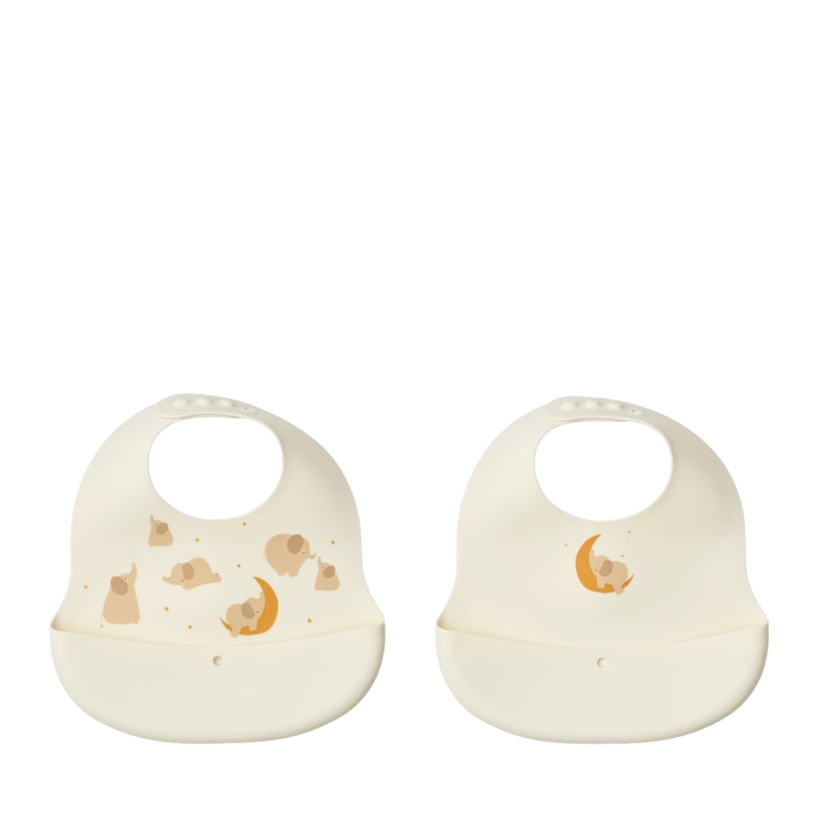 Ember Printed Bib 2-pack - Elephant Creme De La Creme