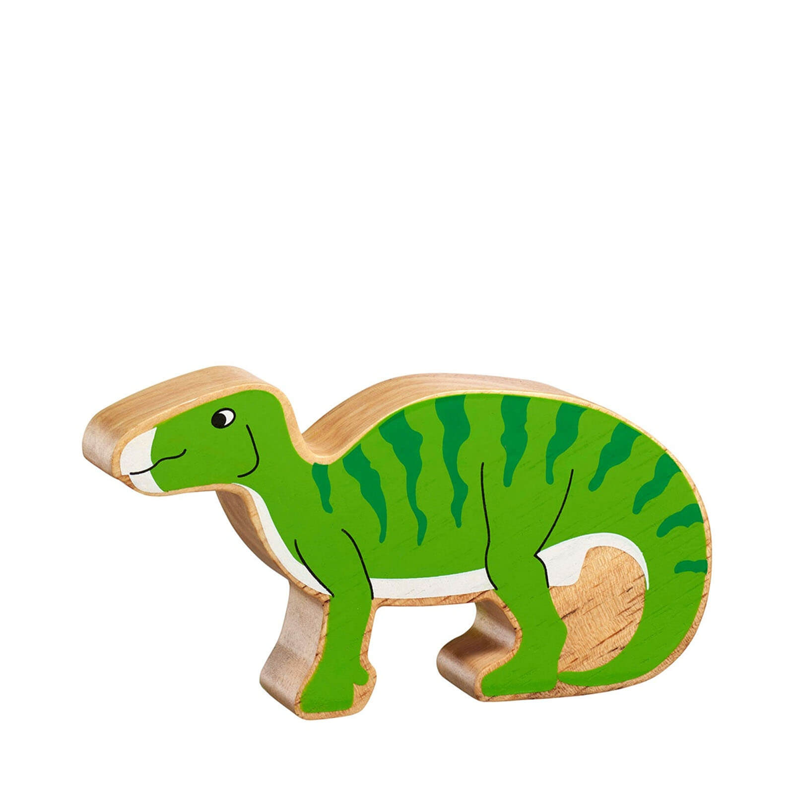 Natural Painted Wood - Green Iguanodon Figure