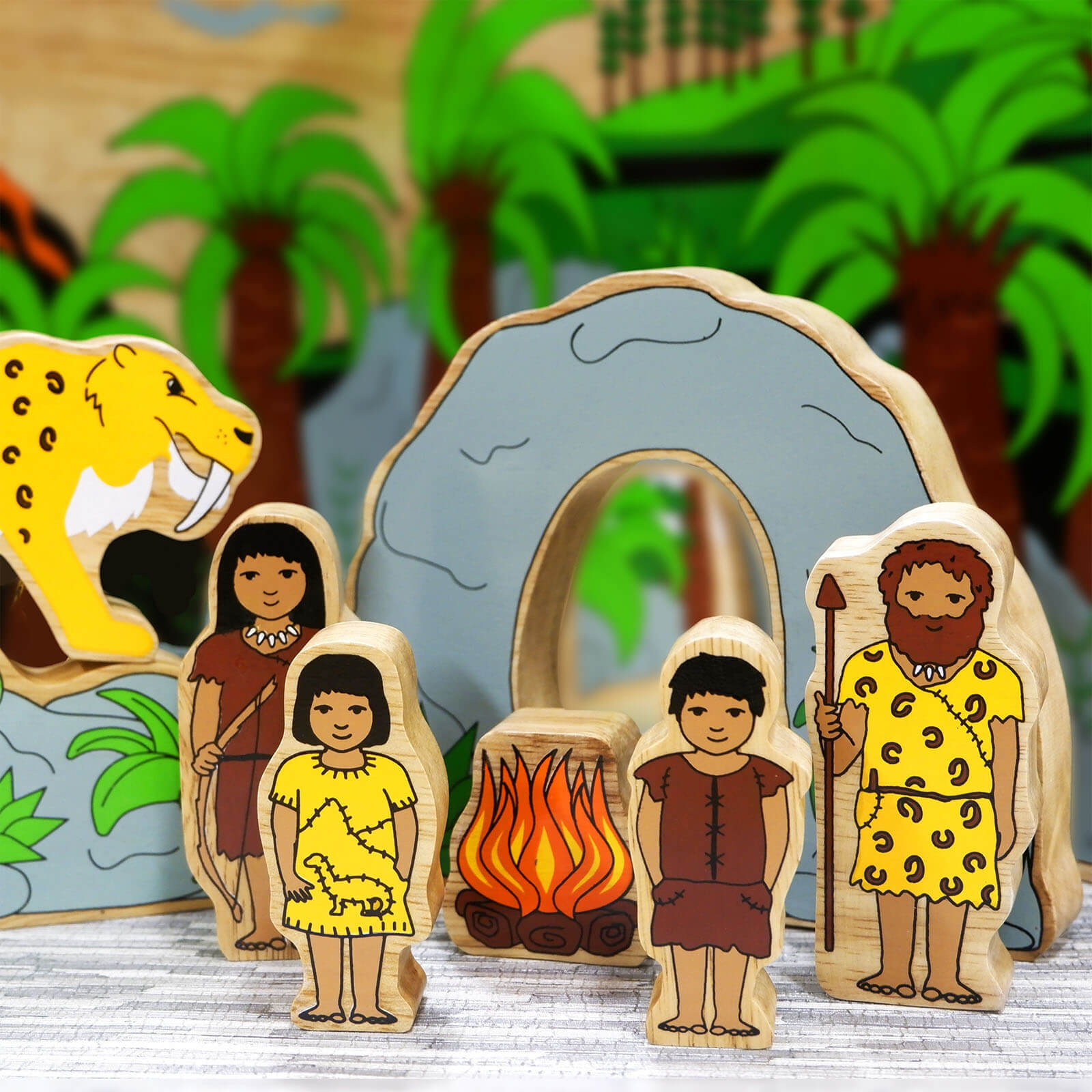 Wooden Prehistoric Play Set - 8 Pieces