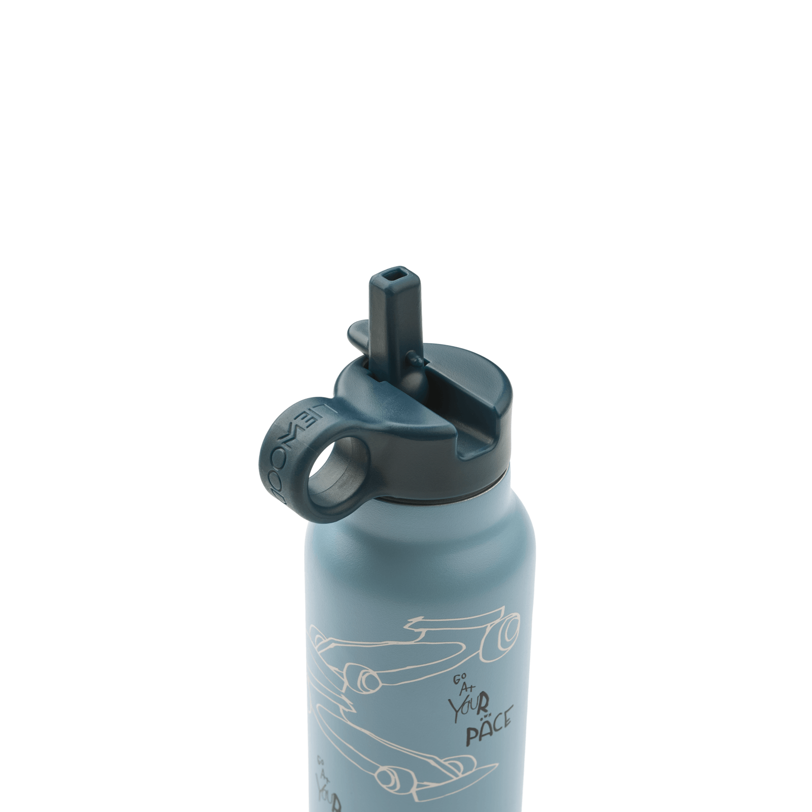 Falk Water Bottle 350ml - Race Cars Beach Blue