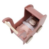Wooden Doll Pram Includes Doll and Bedding