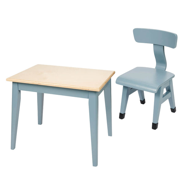 Wooden Table and Chair - Blue