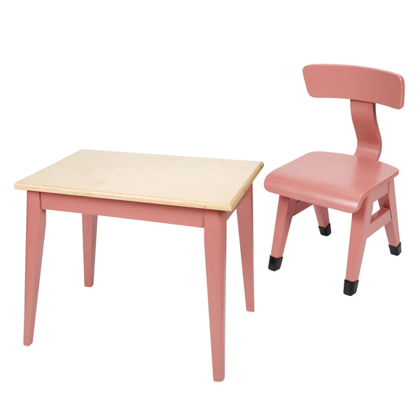 Wooden Table and Chair - Pink