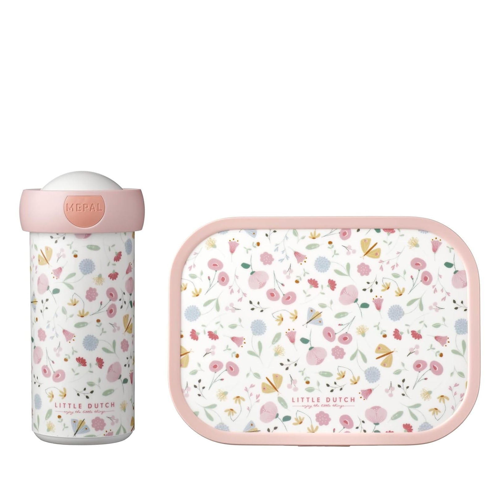 Lunch Box and Bottle Set - Flowers and Butterflies